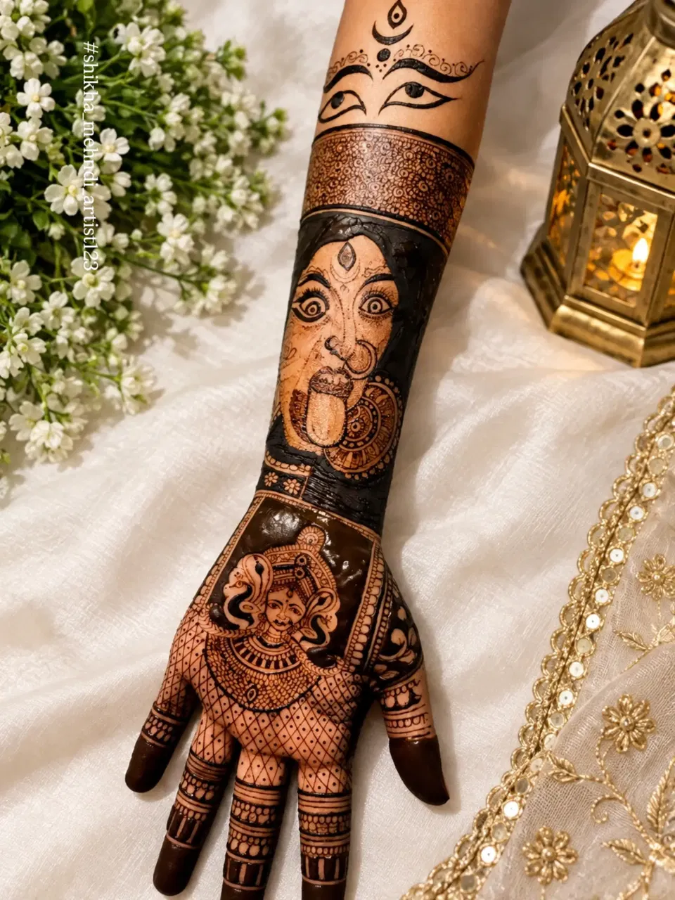 Front Hand Mehndi Design with Figures