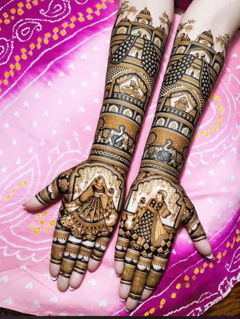 bridal figure front hand mehndi design