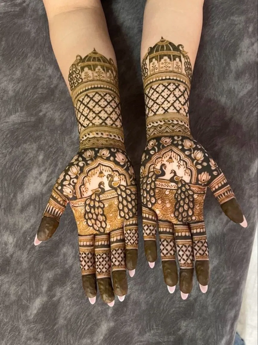 Front Hand Mehndi Design with Figures