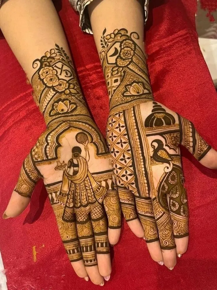 Arabic Simple Back Hand Mehndi Design with Figures for Karwa Chauth (2)