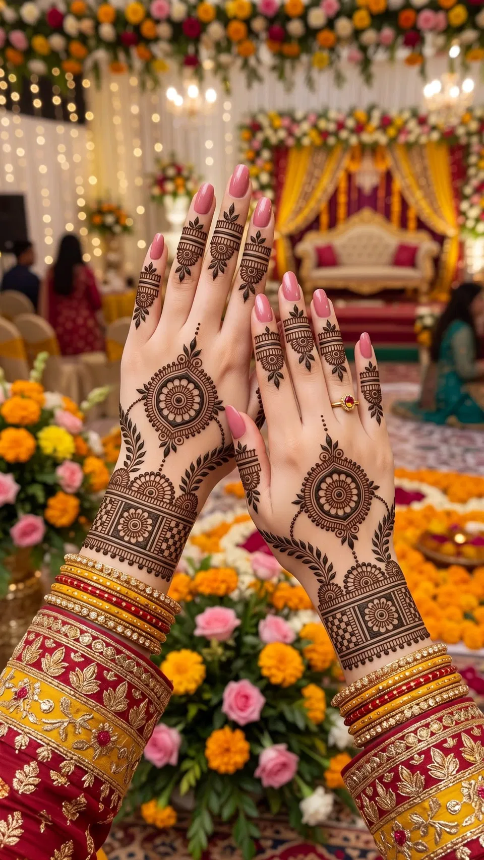 Bridal Indian Front Hand Mehndi Design with Flowers
