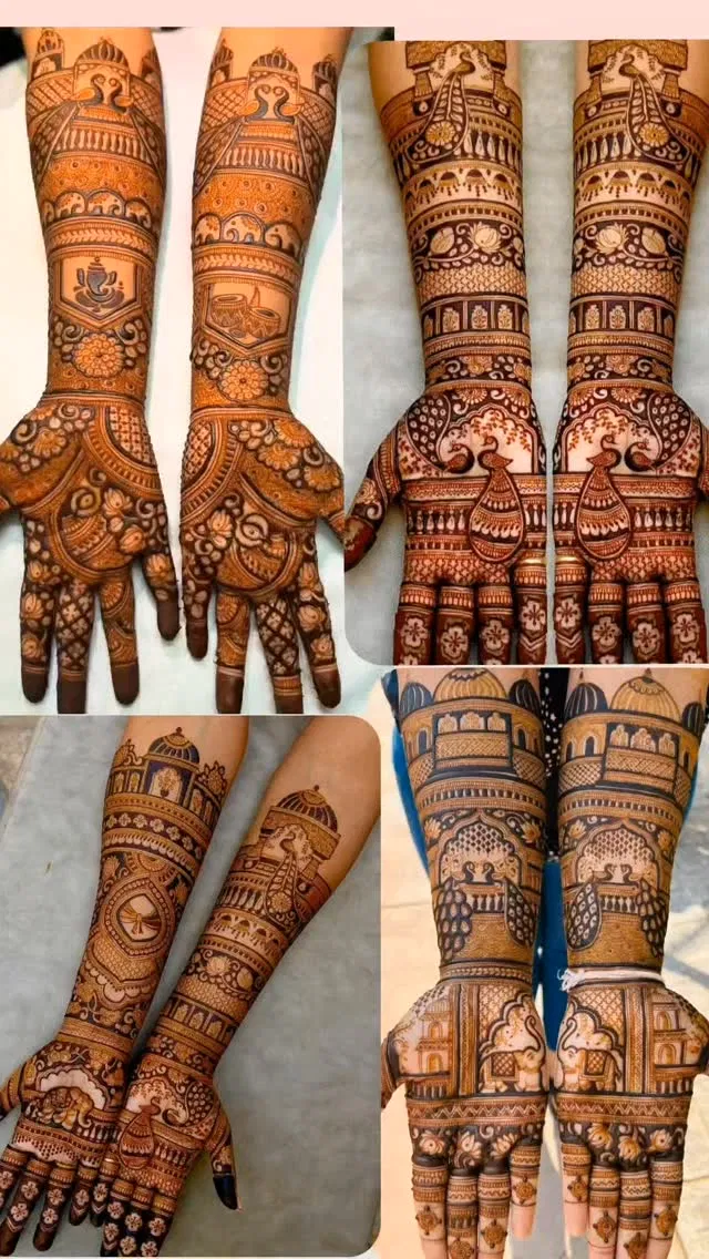 Aesthetic Bridal Front Hand Mehndi Design with Figures (10)