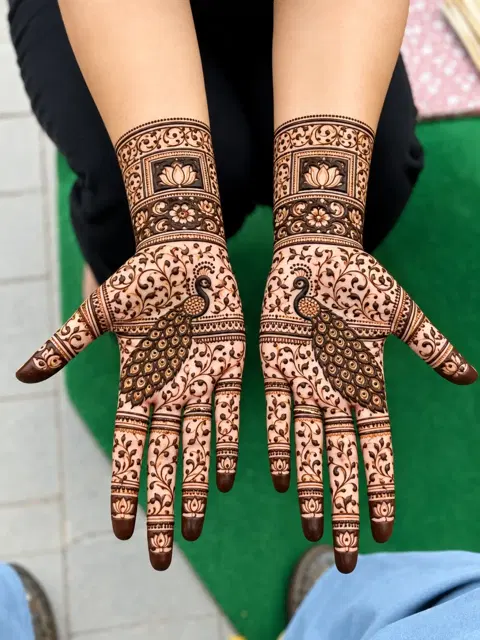 aesthetic bridal full hand mehndi design