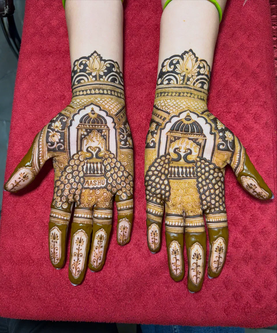 Bridal Full Hand Mehndi Design with Figures (2)