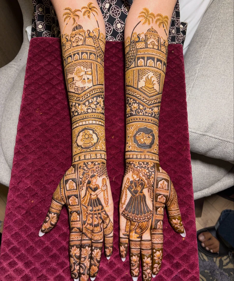 Back Hand Mehndi Design with Figures