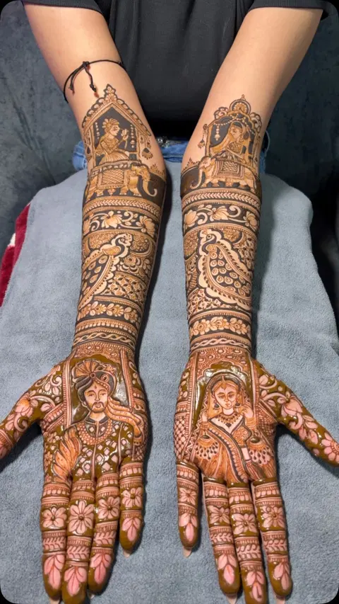bridal figure front hand mehndi design