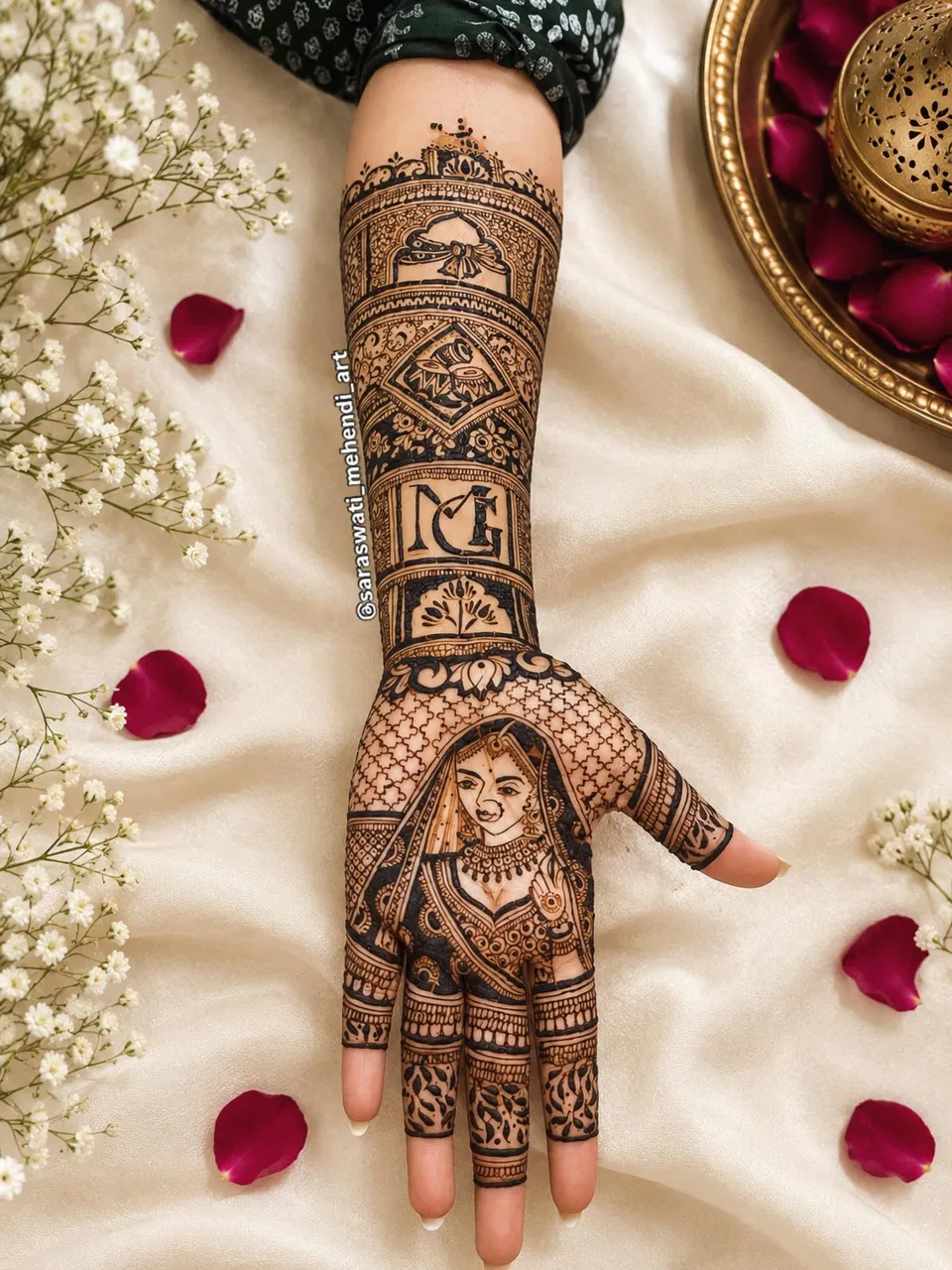 Front Hand Mehndi Design with Figures