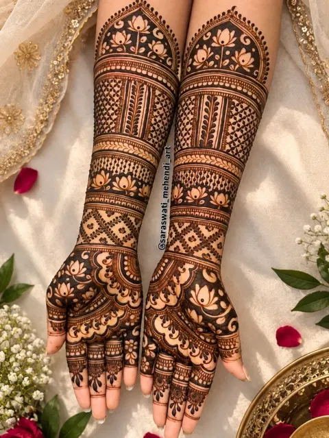 bridal figure front hand mehndi design