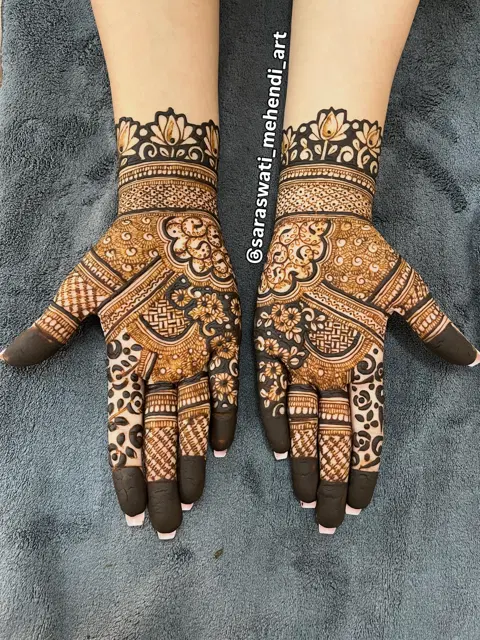 bridal front hand mehndi design