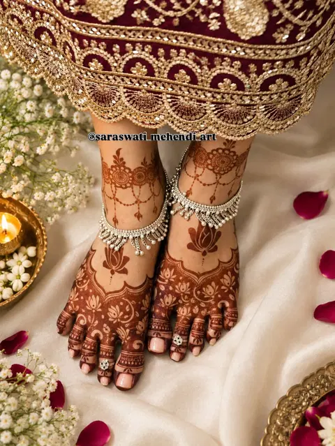 figure foot mehndi design