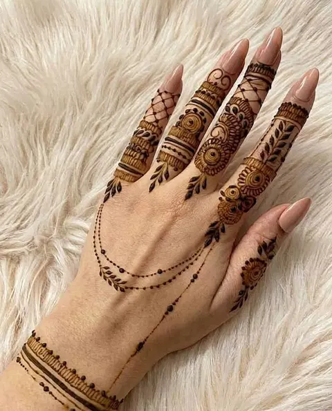minimal simple back hand mehndi design