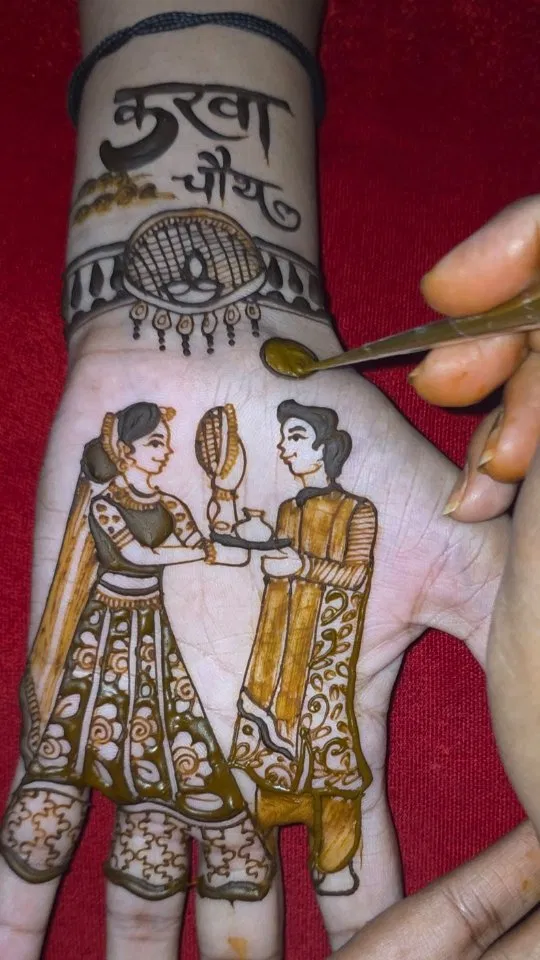 Front Hand Mehndi Design with Figures