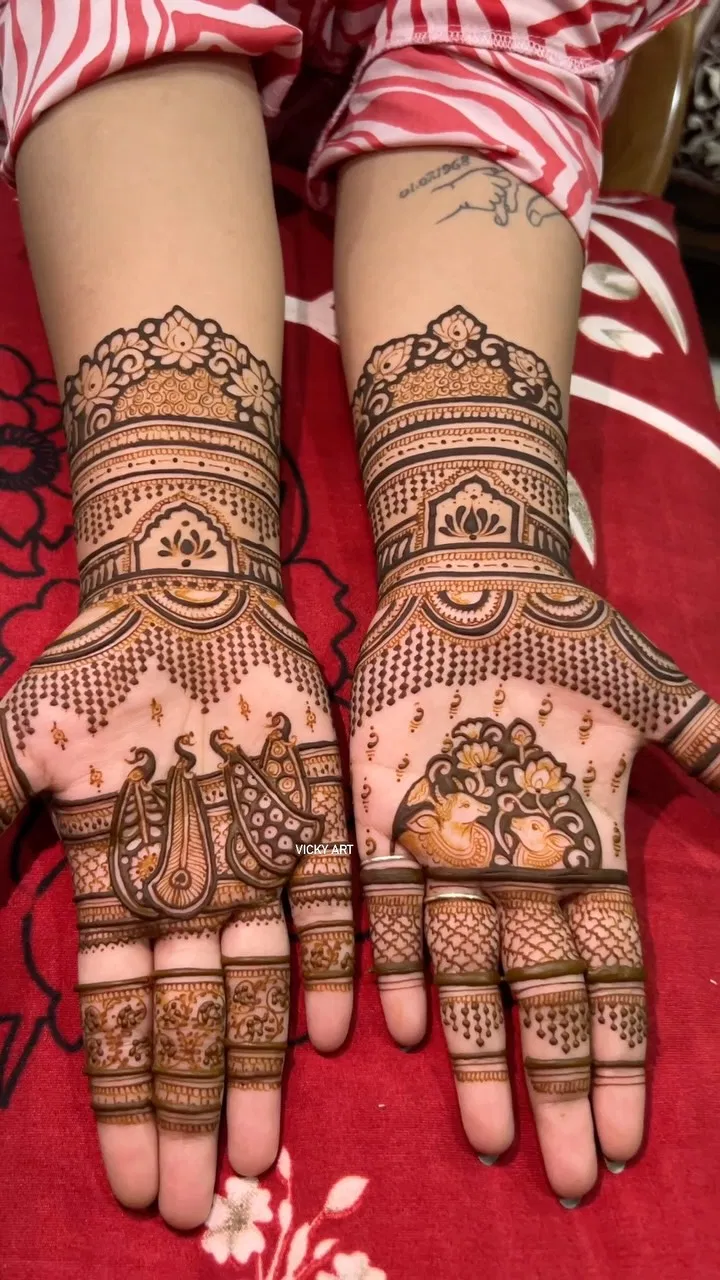 Mehndi Design with Figures and Peacock