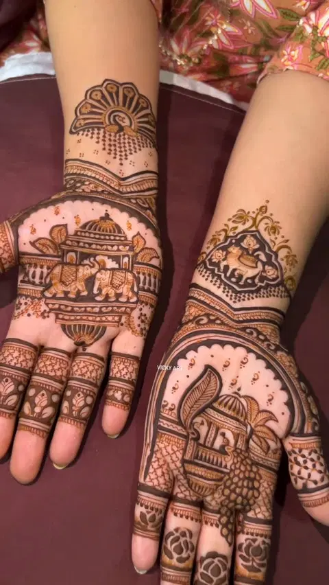 aesthetic figure front hand mehndi design