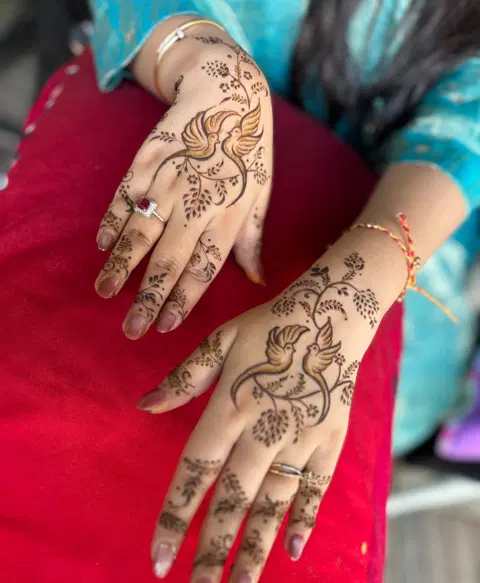 aesthetic simple jaal back hand mehndi design