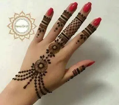 bridal simple moon finger mehndi design