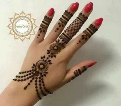 Bridal Simple Finger Mehndi Design with Moon