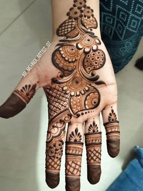 arabic bridal bel front hand mehndi design