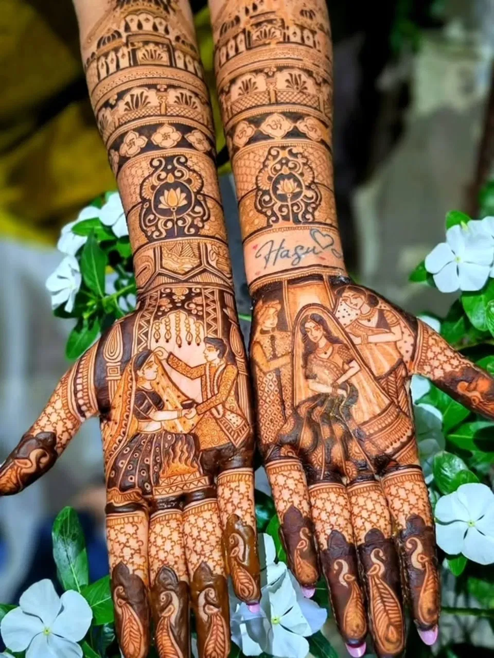Full Hand Mehndi Design with Figures (2)