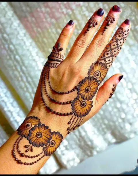 circle back hand mehndi design