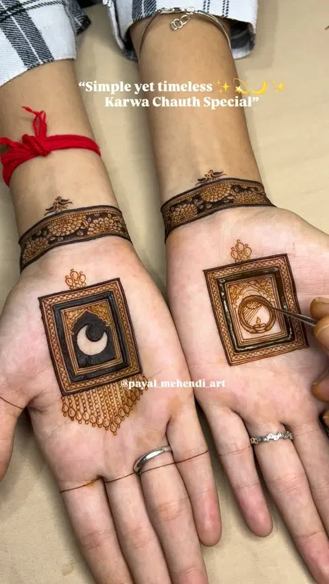 minimal simple moon back hand mehndi design