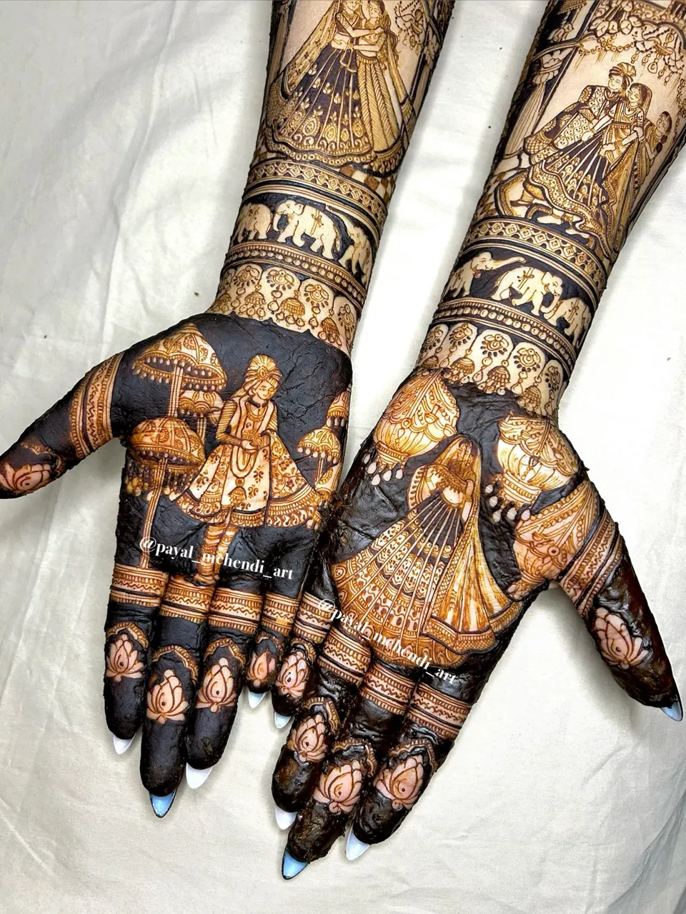 Bridal Indian Full Hand Mehndi Design with Figures (14)