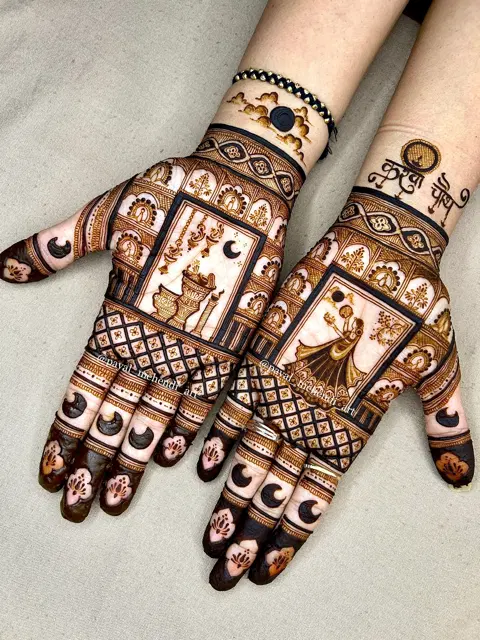 aesthetic bridal figure mehndi design