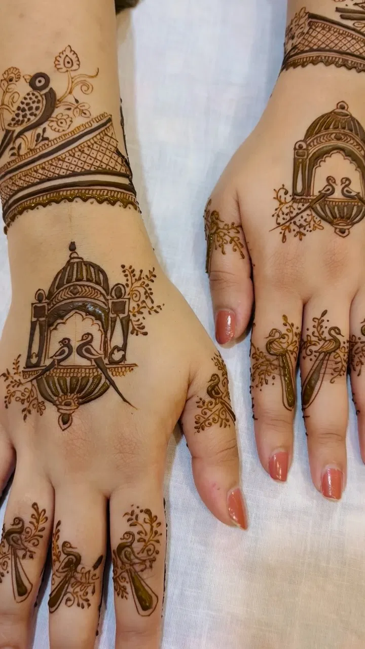 Back Hand Mehndi Design with Peacock