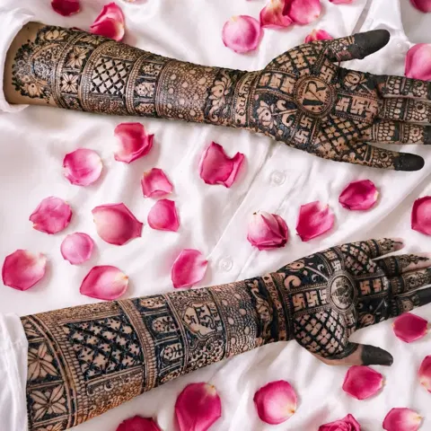 bridal heart full hand mehndi design