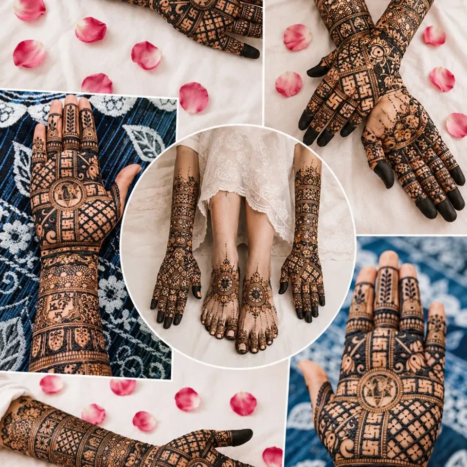 Bridal Full Hand Mehndi Design with Figures, Hearts and Jaal