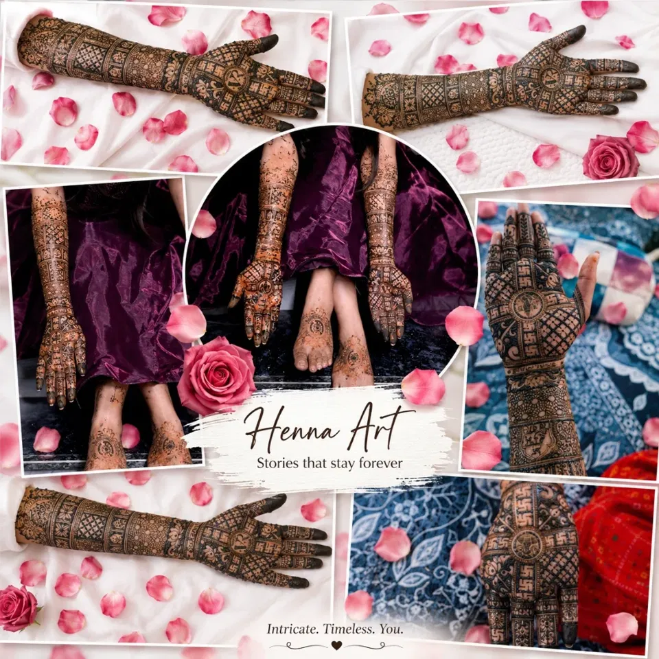 Bridal Back Hand Mehndi Design with Figures, Hearts and Jaal (2)
