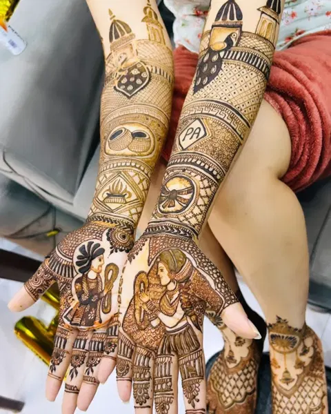 figure full hand mehndi design