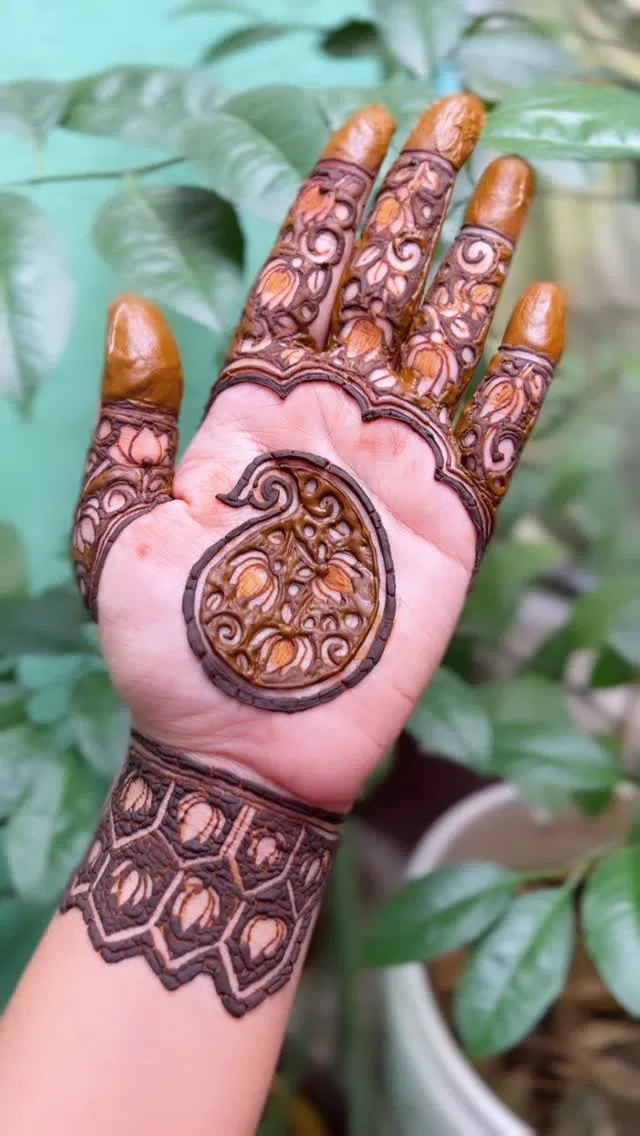Front Hand Mehndi Design with Peacock