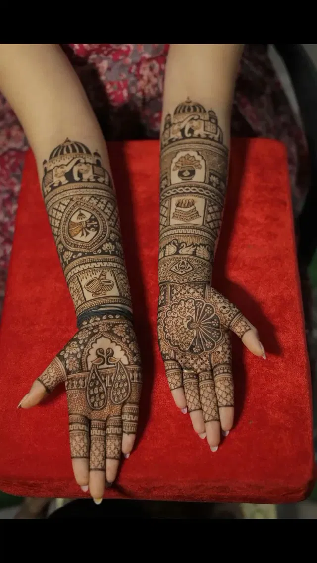 Bridal Full Hand Mehndi Design with Figures (24)