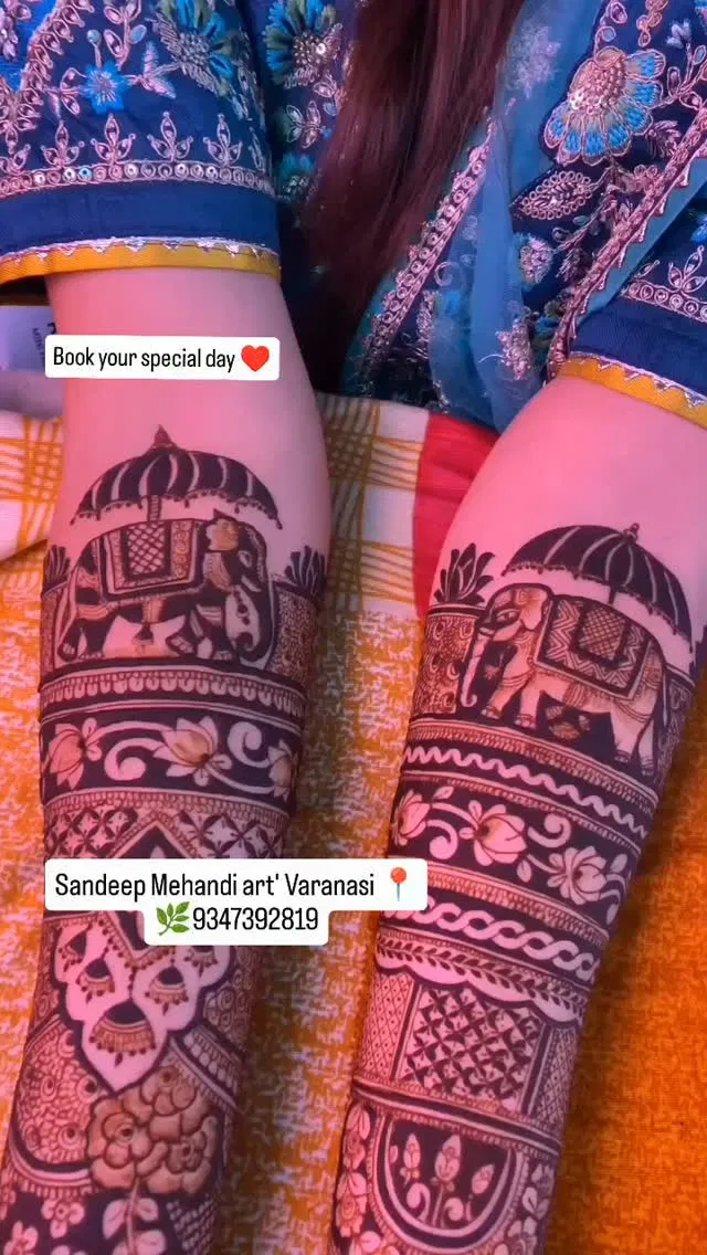 Bridal Front Hand Mehndi Design with Figures, Hearts and Peacock