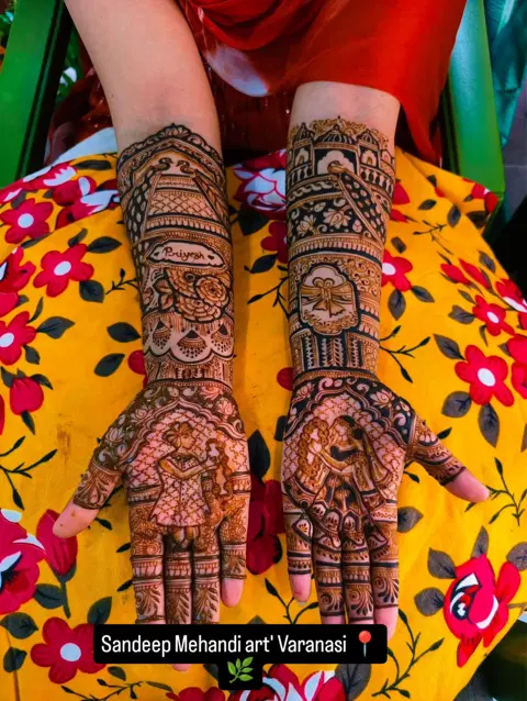 figure full hand mehndi design