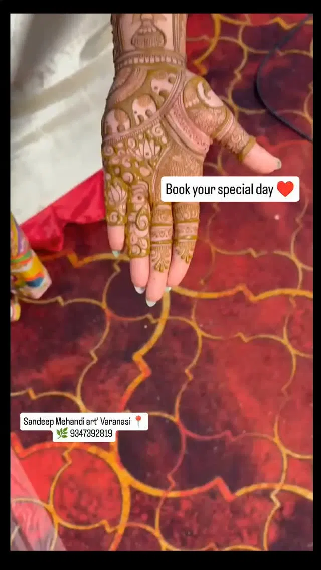Bridal Front Hand Mehndi Design with Hearts