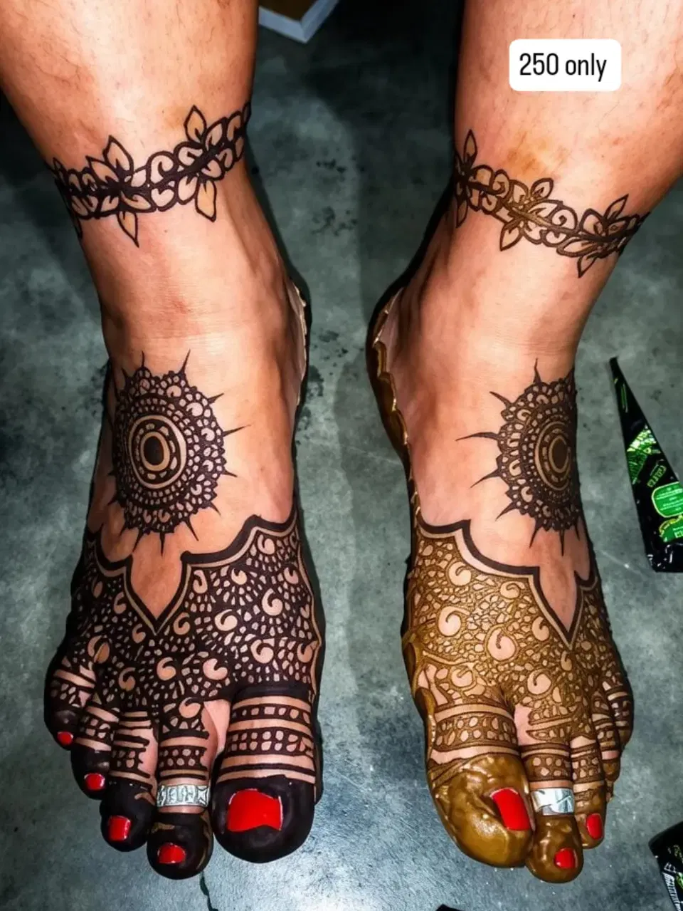Foot Mehndi Design with Figures and Moon