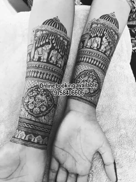 aesthetic bridal figure full hand mehndi design