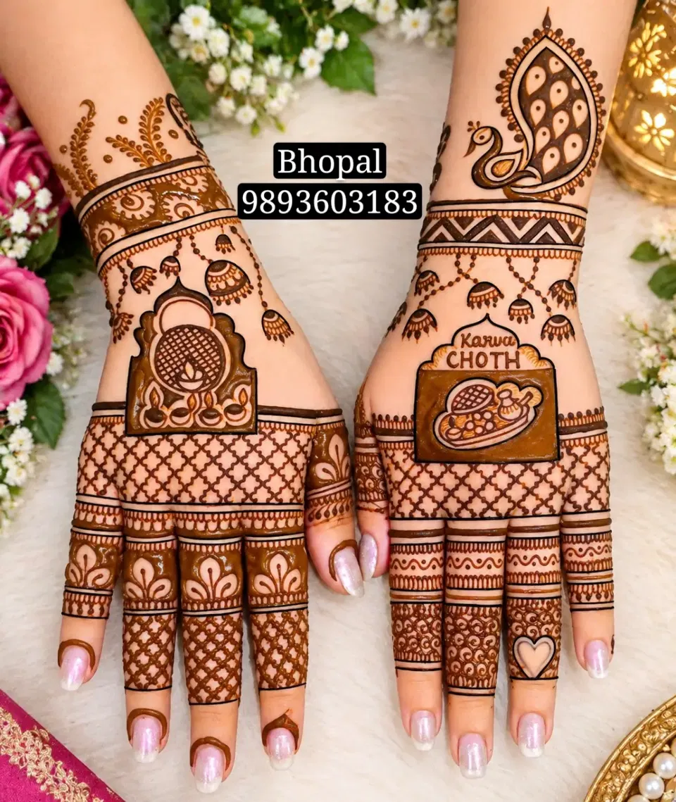 Front Hand Mehndi Design with Figures