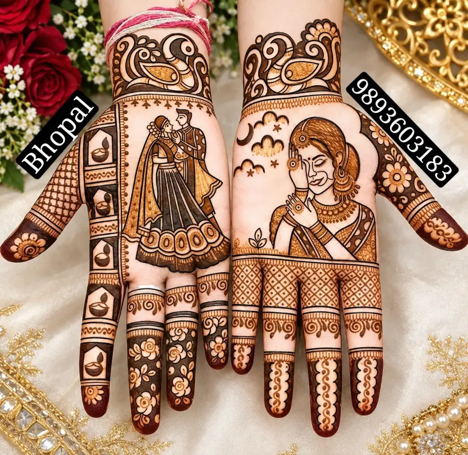 Back Hand Mehndi Design with Figures