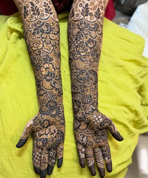 aesthetic full hand mehndi design
