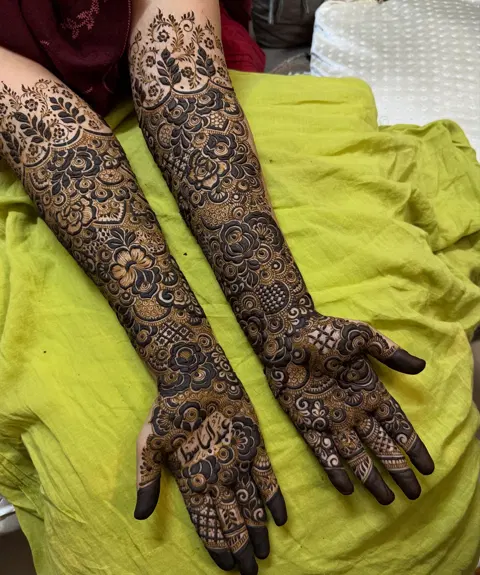 aesthetic full hand mehndi design
