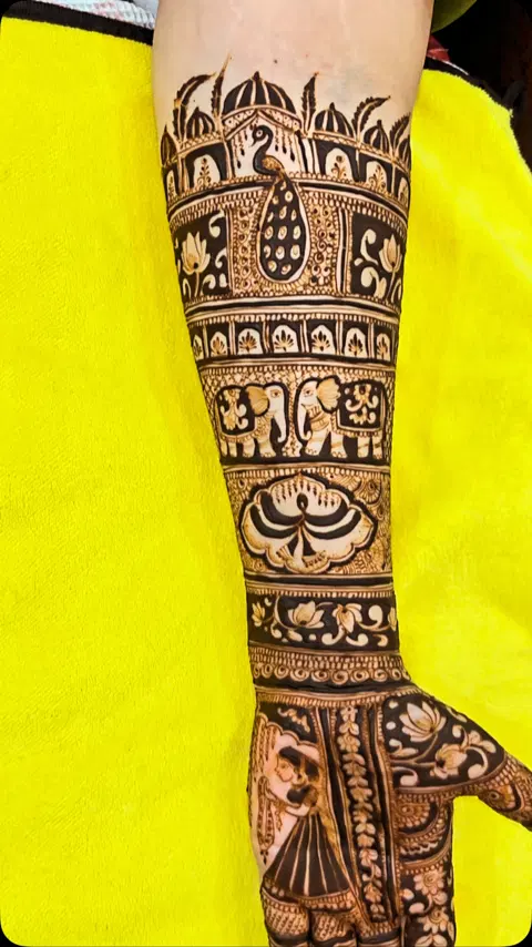 aesthetic bridal full hand mehndi design