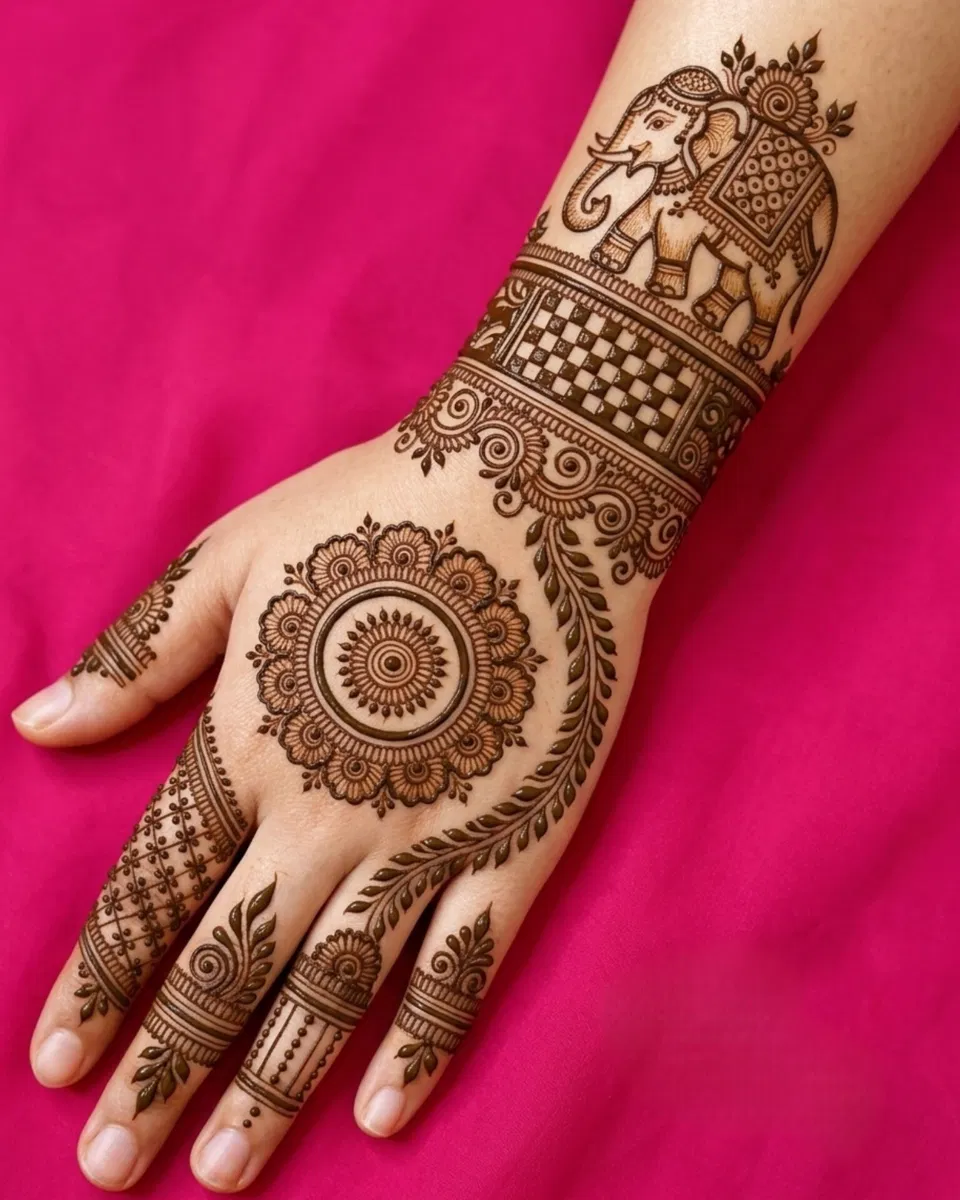Mehndi Design with Gol Tikki