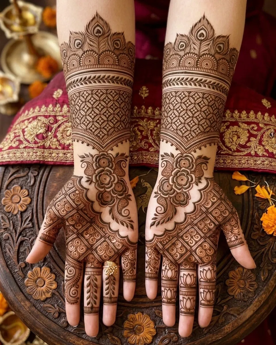 Front Hand Mehndi Design with Figures