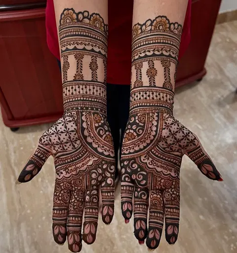 bridal front hand mehndi design