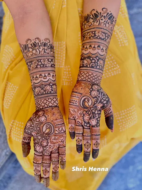 bridal full hand mehndi design