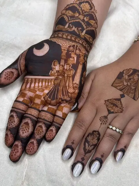 bridal indian figure front hand mehndi design