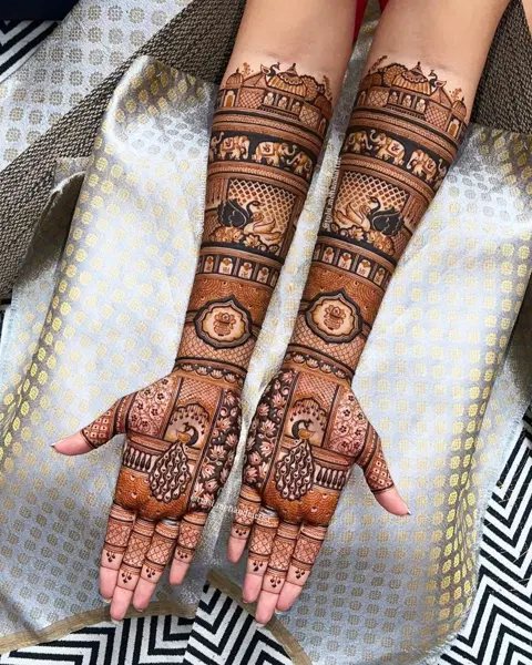 bridal indian back hand mehndi design